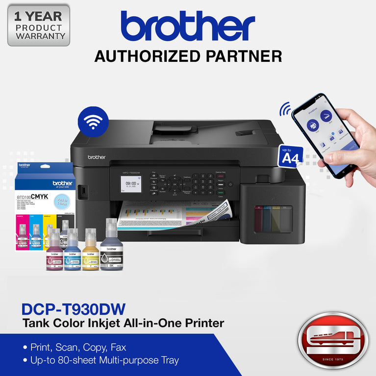 Brother MFC-T930DW Tank Series Color Inkjet All-in-One Printer with Wireless Connectivity and Duplex Printing