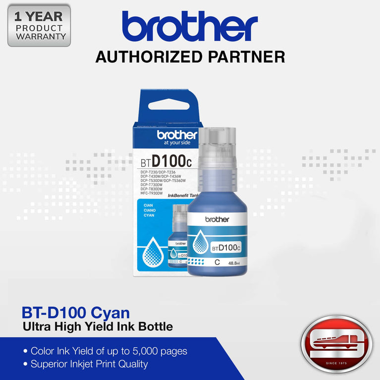 Brother BT-D100 CMYK Ultra High Yield Ink Bottle Set