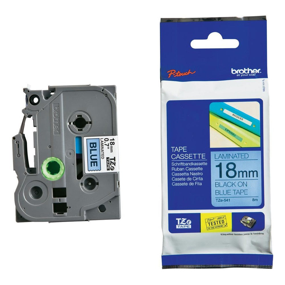 Brother TZe-541 Black on Blue 18mm Labelling Tape 100% Original