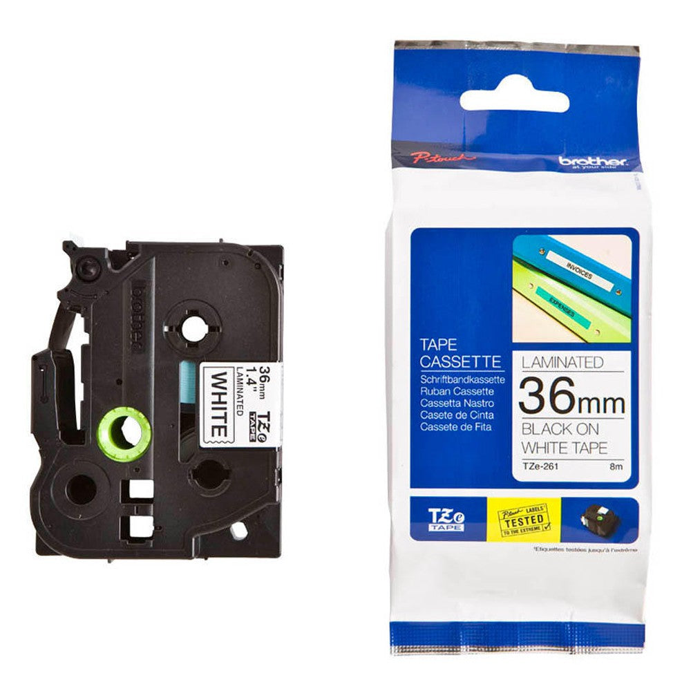 Brother TZE-261 in Black on White Tape for P-touch Printer
