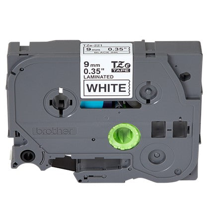 Brother TZe-221 Black on White 9mm Labelling Tape 100% Original