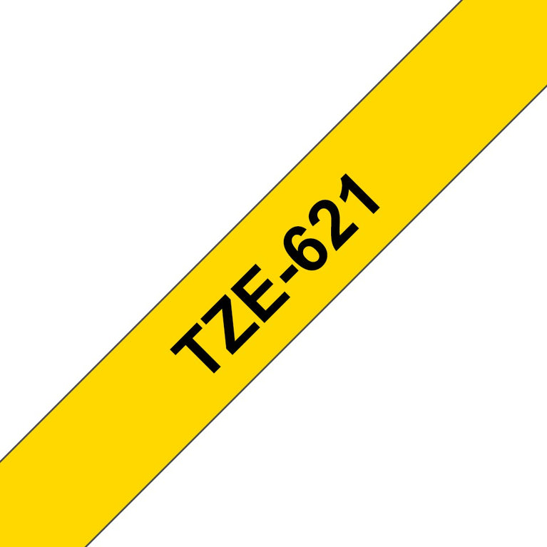 Brother TZe-621 Black on Yellow 9mm Labelling Tape 100% Original