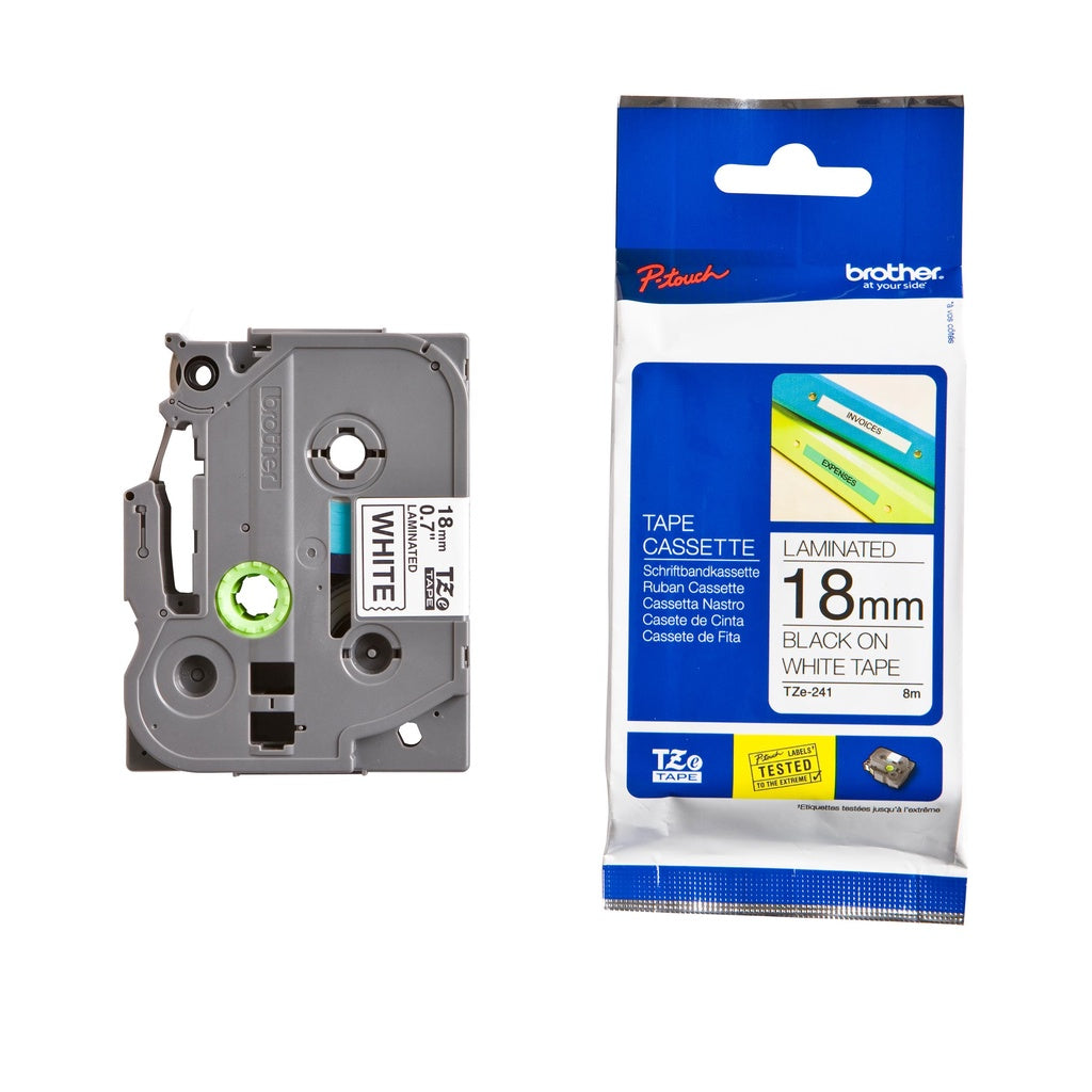 Brother TZe-241 Laminated Label Black on White 18mm