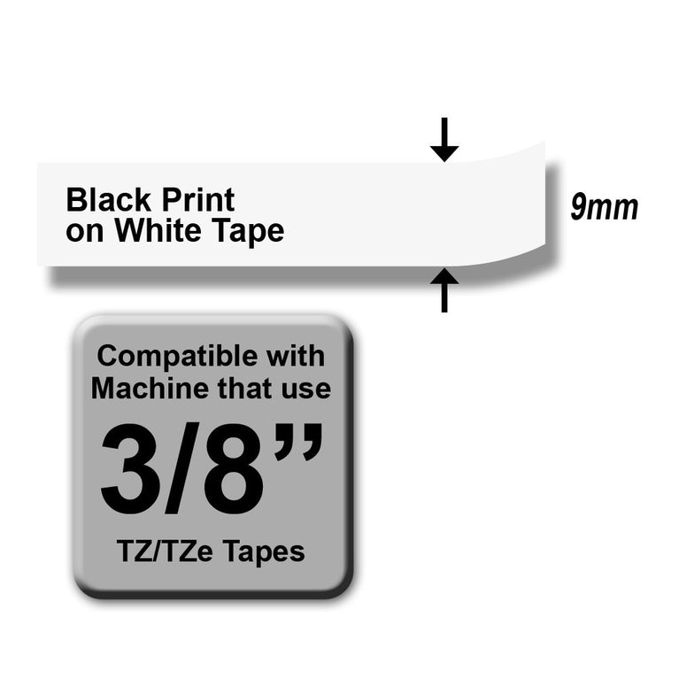 Brother TZe-221 Black on White 9mm Labelling Tape 100% Original