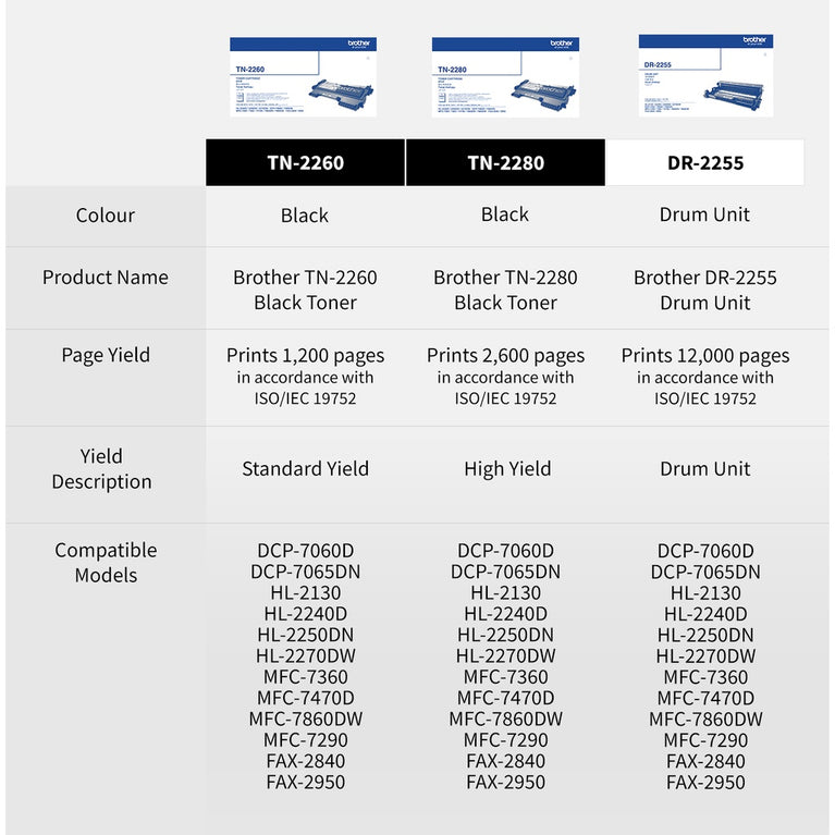 Brother TN-2260 ASA Printer Toner Cartridge Original