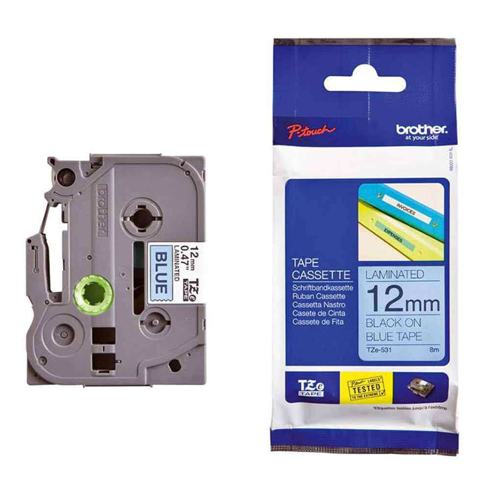 Brother TZe-531 Black on Blue 12mm Labelling Tape 100% Original