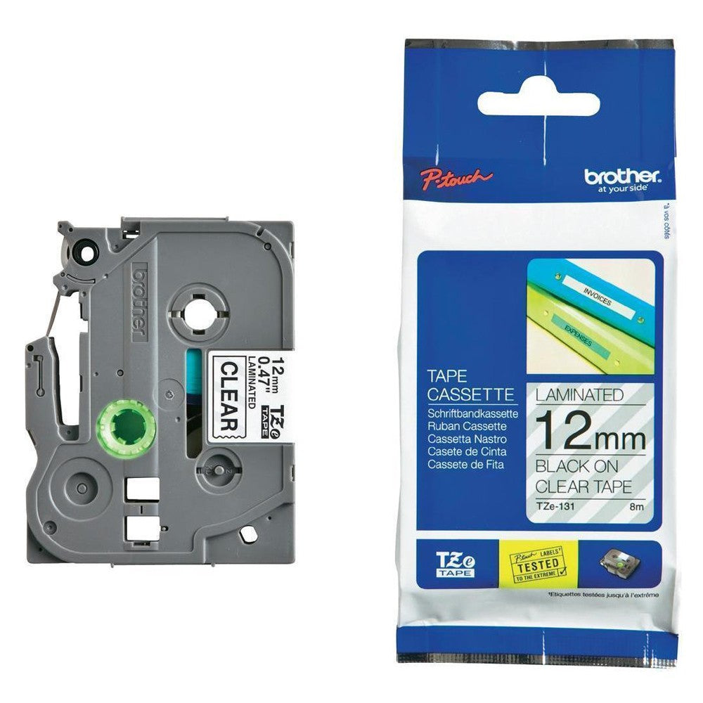 Brother TZe-131 Black on Clear 12mm Labelling Tape 100% Original