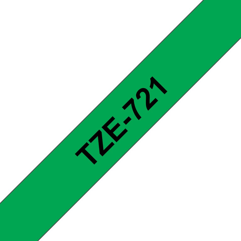 Brother TZe-721 Black on Green 9mm Labelling Tape 100% Original