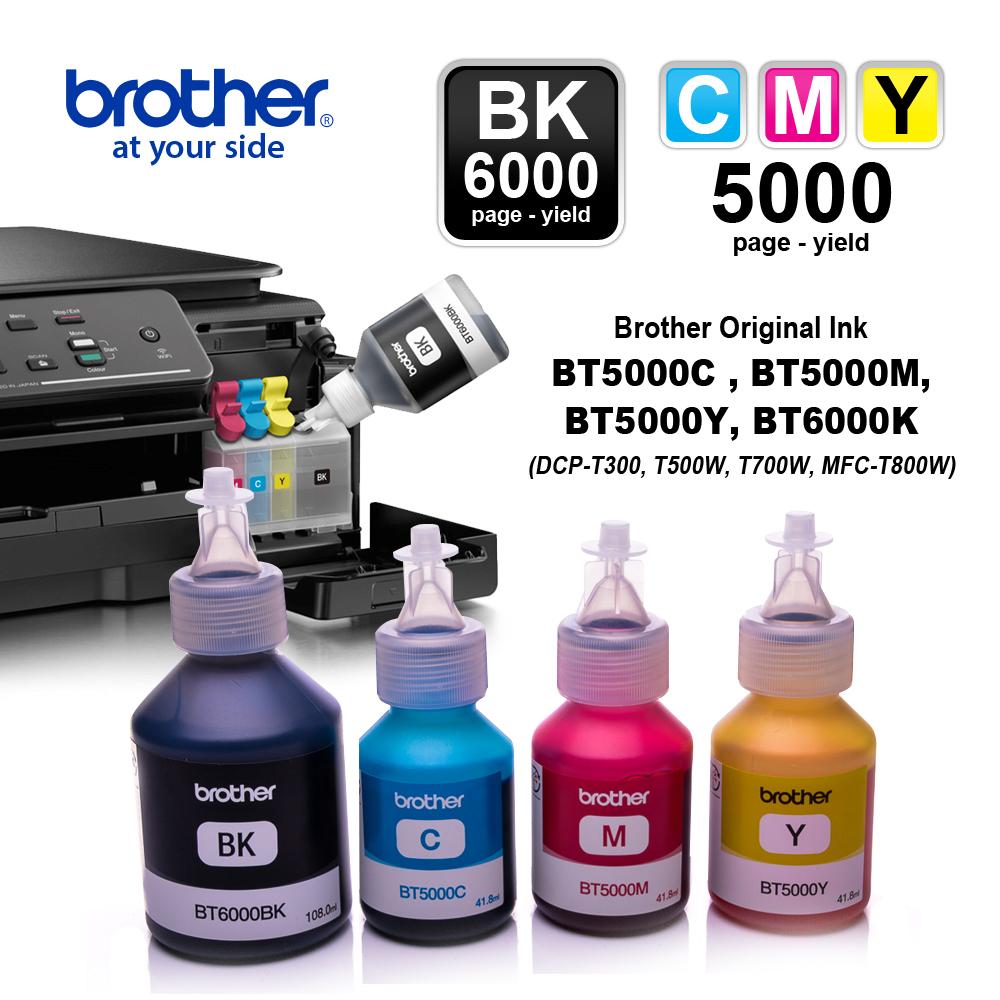 Brother Ink for Brother Printer DCP-T300, Brother Printer DCP-T500W, Brother Printer DCP-T700W, Brother Printer MFC-T800W BT5000C BT5000M BT5000Y BT6000K 100% Original