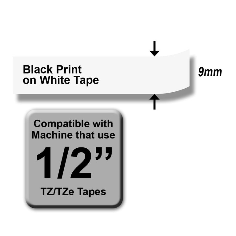 Brother TZe-231 Black on White 12mm Labelling Tape 100% Original