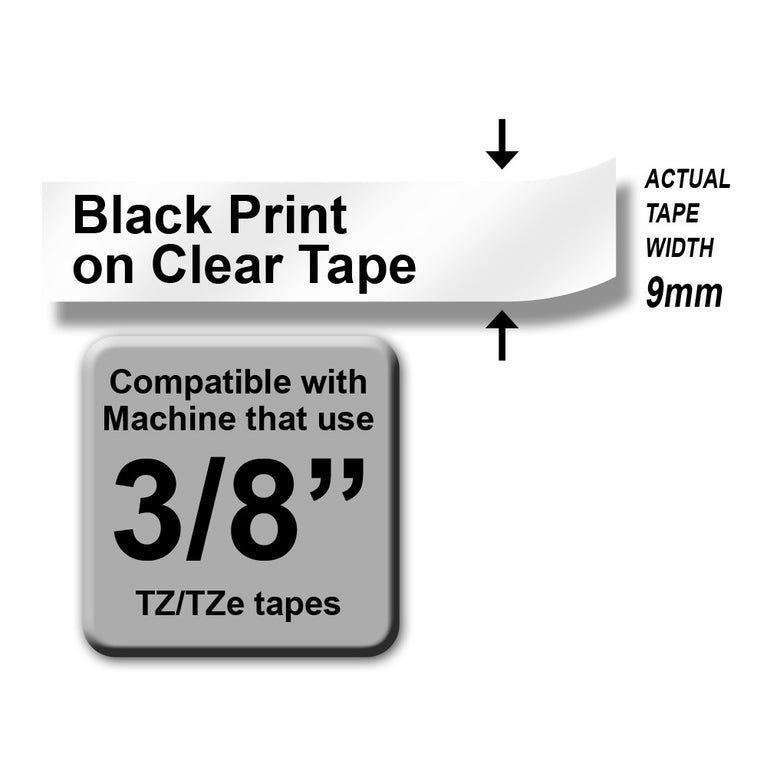 Brother TZe-121 Black on Clear 9mm Labelling Tape 100% Original