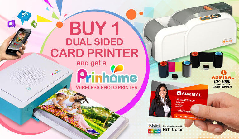 Admiral CP-1000 DUAL SIDED Card Printer with FREE Print home Wireless Photo Printer