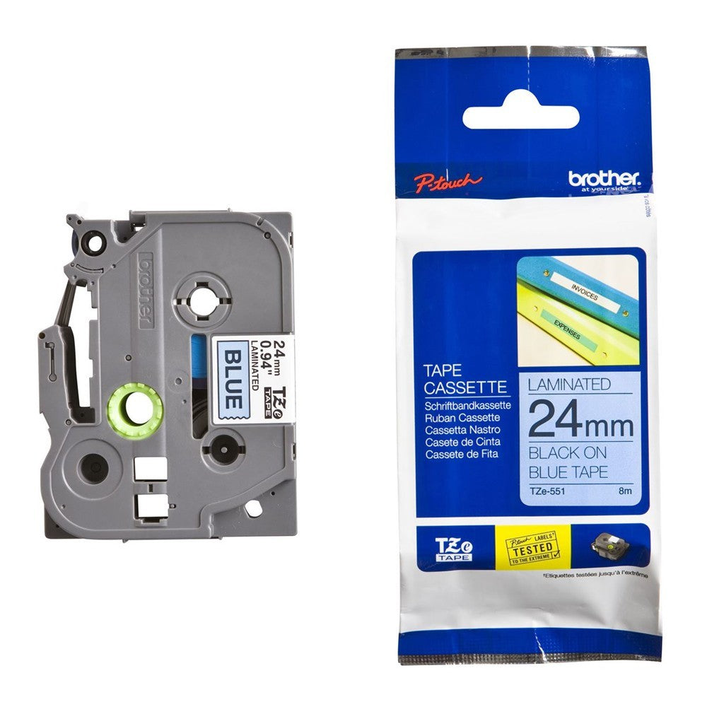 Brother TZe-551 Black on Blue 24mm Labelling Tape 100% Original