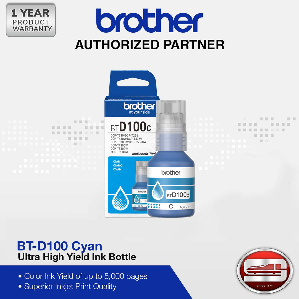 Brother BT-D100C Ultra High Yield Cyan Ink Bottle