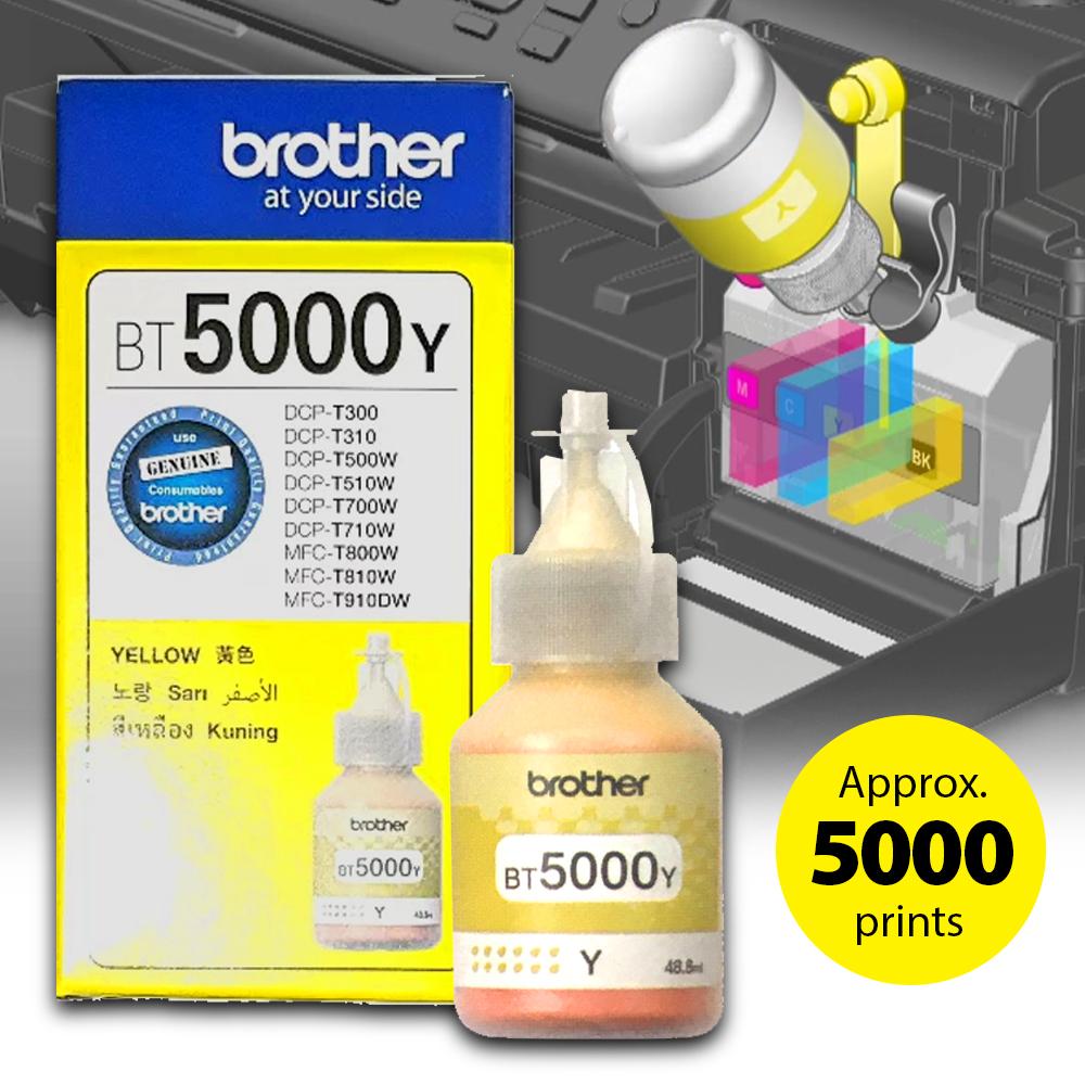 Brother Ink BT5000 YELLOW 100% Original (Brother DCP T300, T500, T700, MFC-T800)