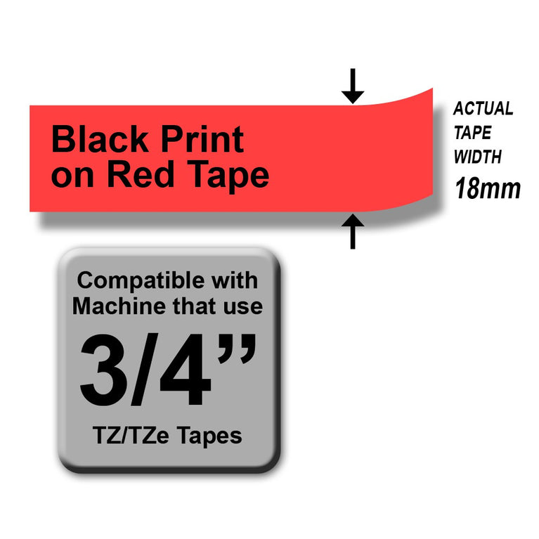 Brother TZe-441 Black on Red 18mm Labelling Tape 100% Original