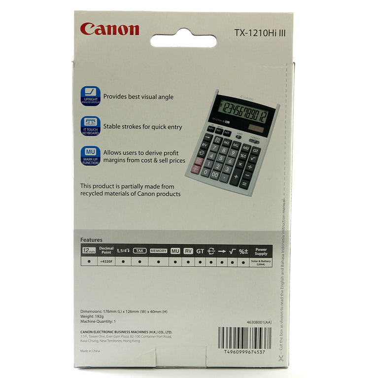 Canon TX-1210Hi III Desktop Calculator (White)