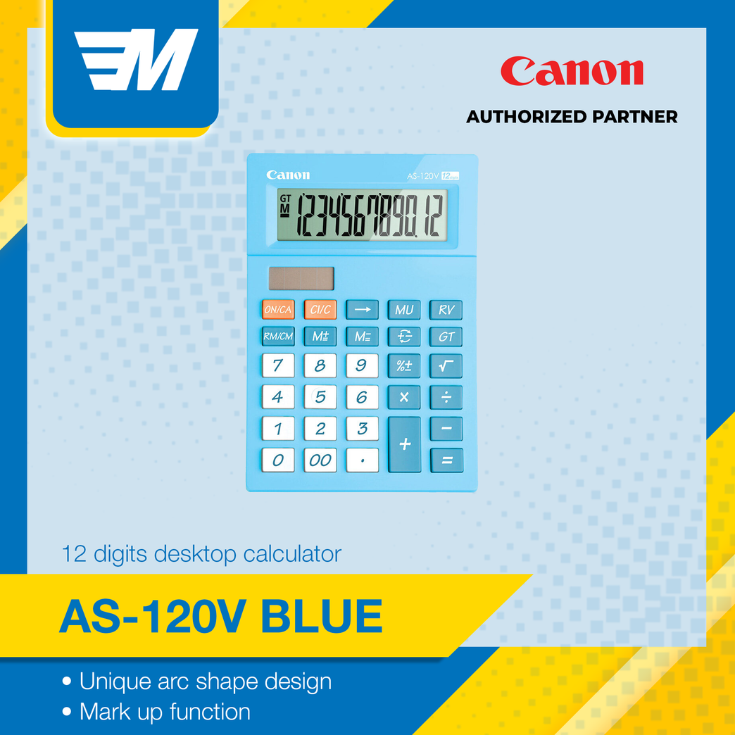 Canon AS-120V BL Blue 12 Digits Desktop Calculator