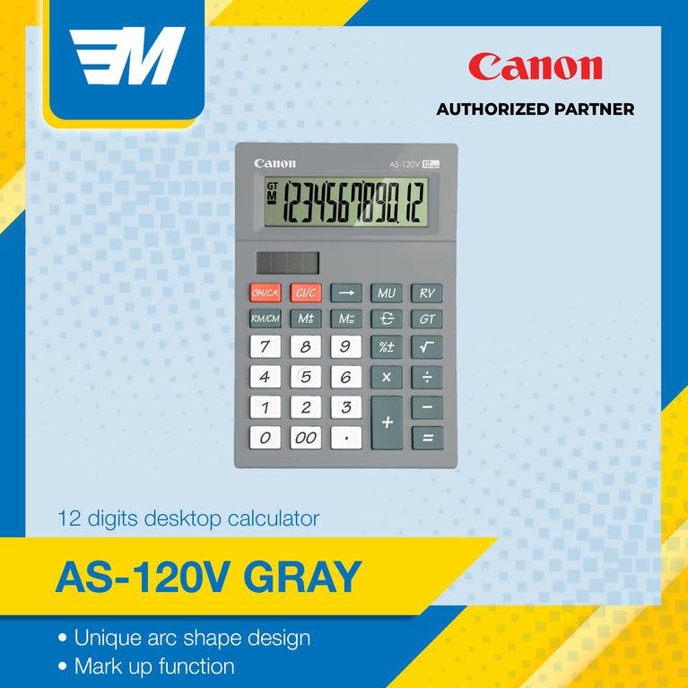 Canon AS-120V GY Grey 12 Digits Desktop Calculator