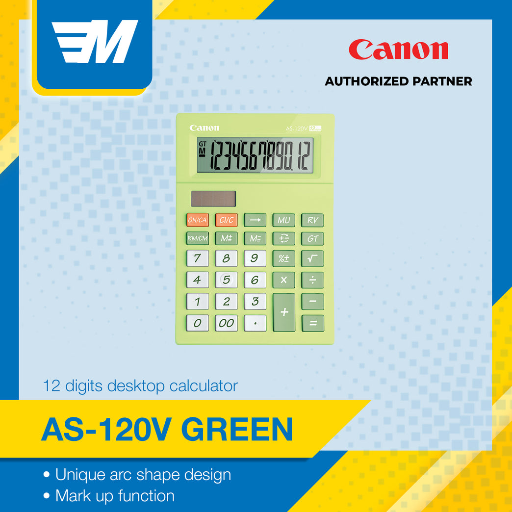 Canon AS-120V GR Green 12 digits Desktop Calculator