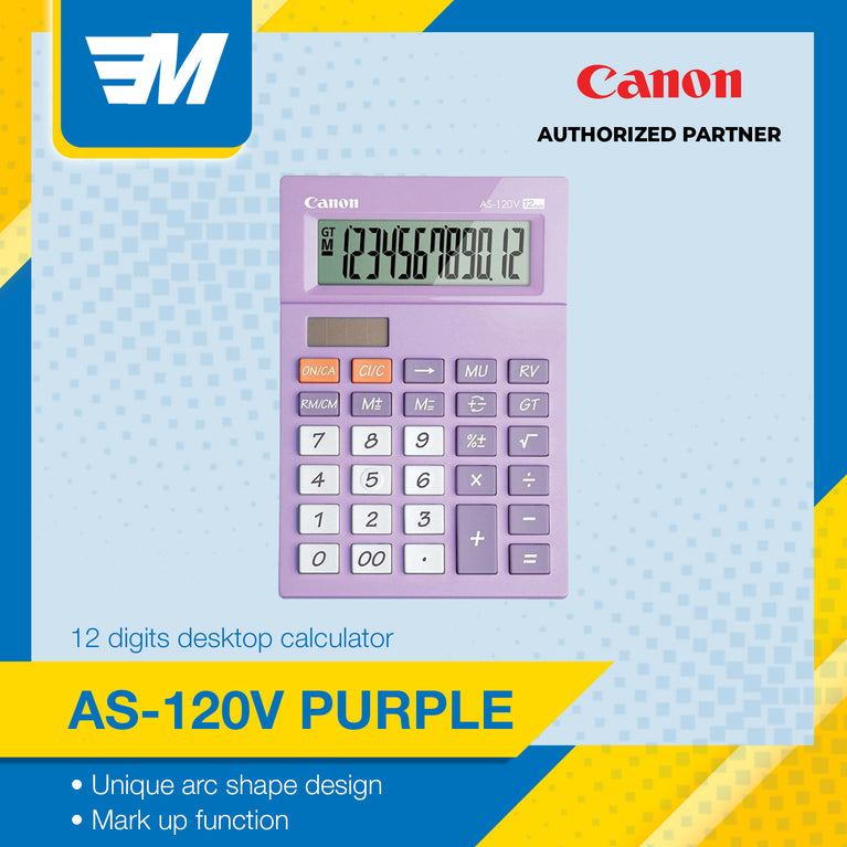 Canon AS-120V PLE Purple 12 Digits Desktop Calculator
