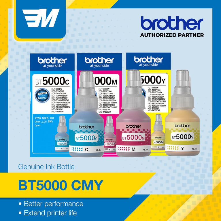 Brother Genuine Set of Ink BT5000 C/M/Y (Cyan, Magenta, Yellow)