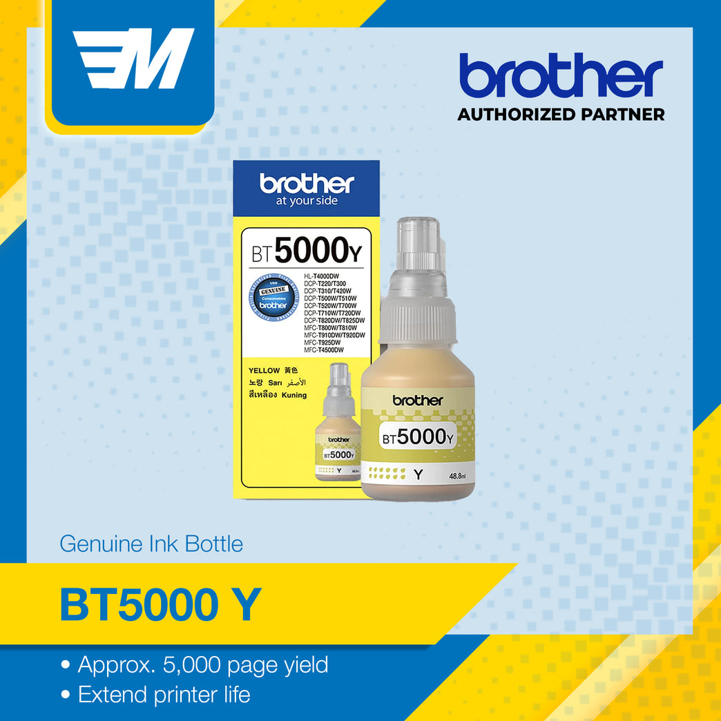 Brother Ink BT5000 YELLOW 100% Original (Brother DCP T300, T500, T700, MFC-T800)