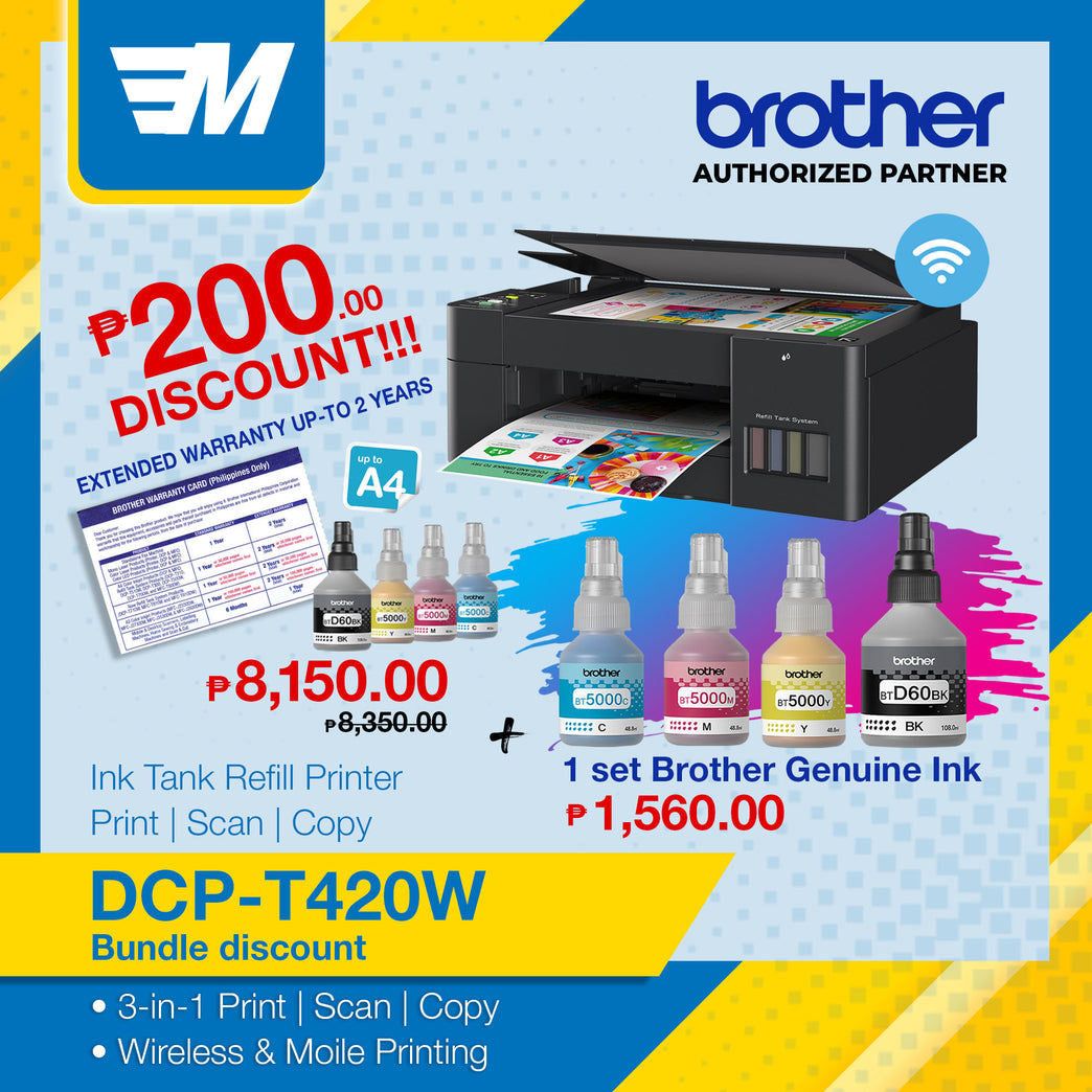 Brother DCP-T420W +1 additional set of ink (2 sets included)