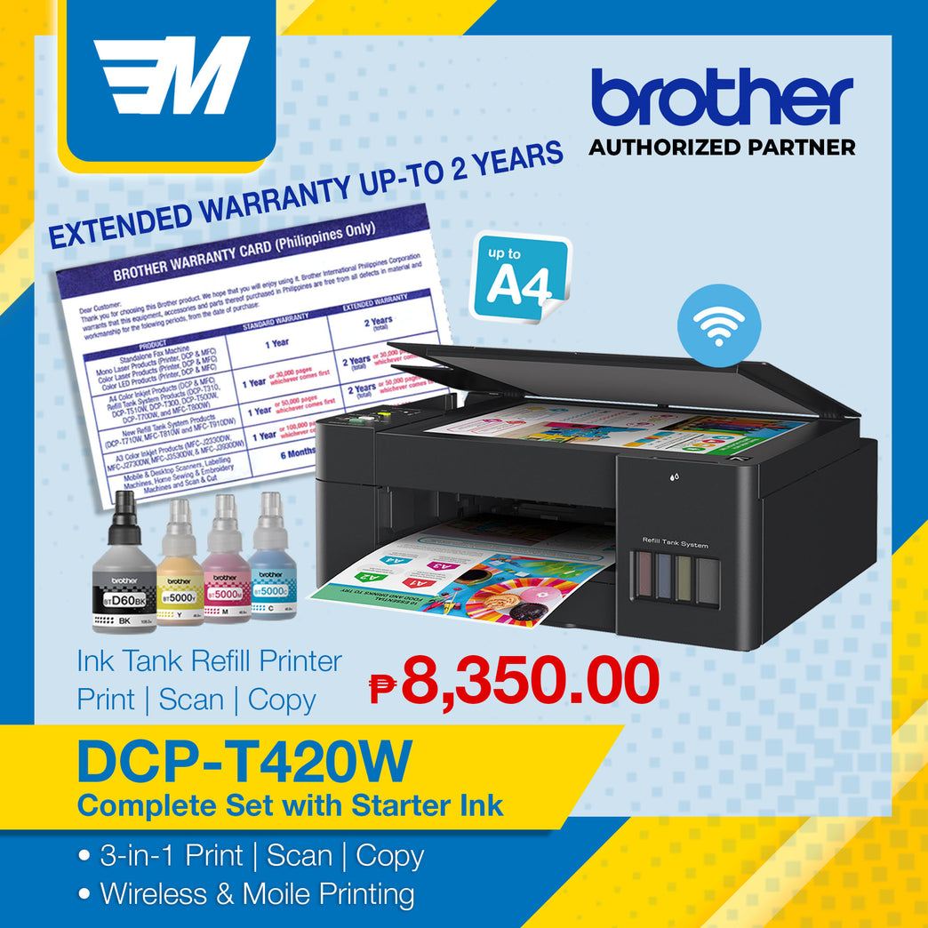 Brother DCP-T420W +1 additional set of ink (2 sets included)