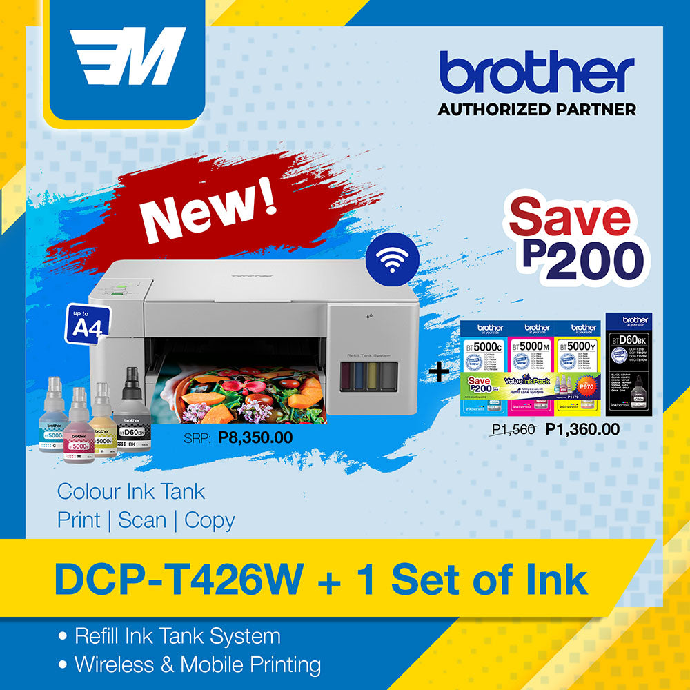 Brother DCP-T426W +1 additional set of ink (2 sets included)