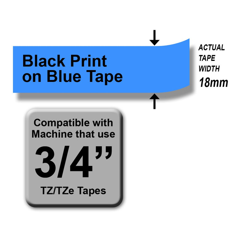 Brother TZe-541 Black on Blue 18mm Labelling Tape 100% Original