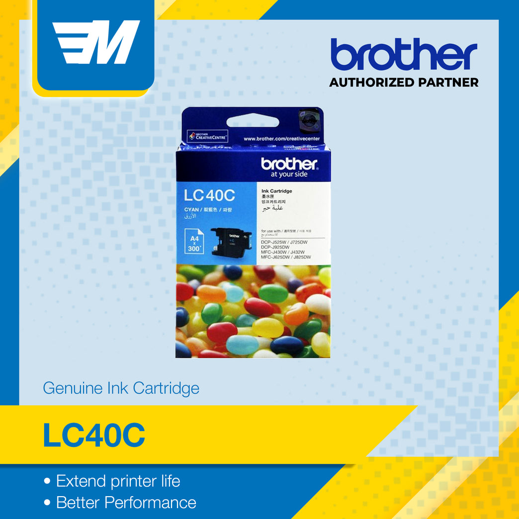 Brother LC40C Cyan Printer Toner Cartridge Original
