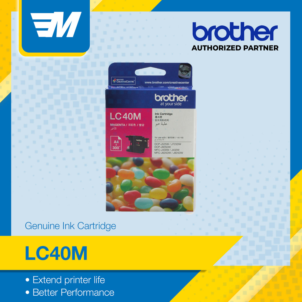 Brother LC40M Magenta Printer Toner Cartridge Original