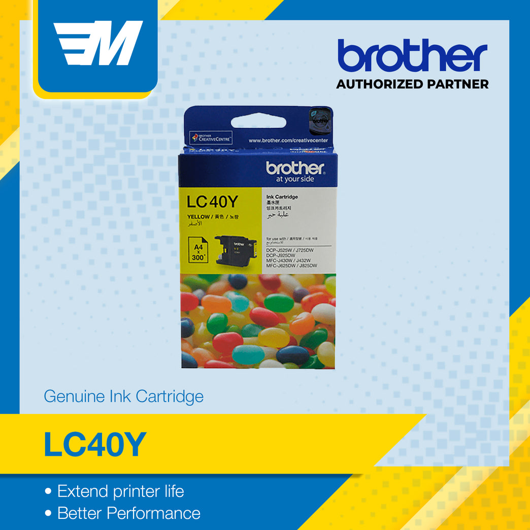 Brother LC40Y Yellow Printer Toner Cartridge Original
