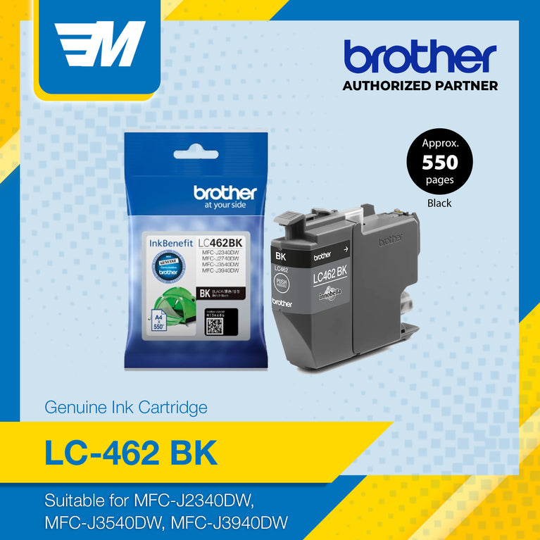 Brother LC-462BK Black Genuine Ink Cartridge (550 page yield)