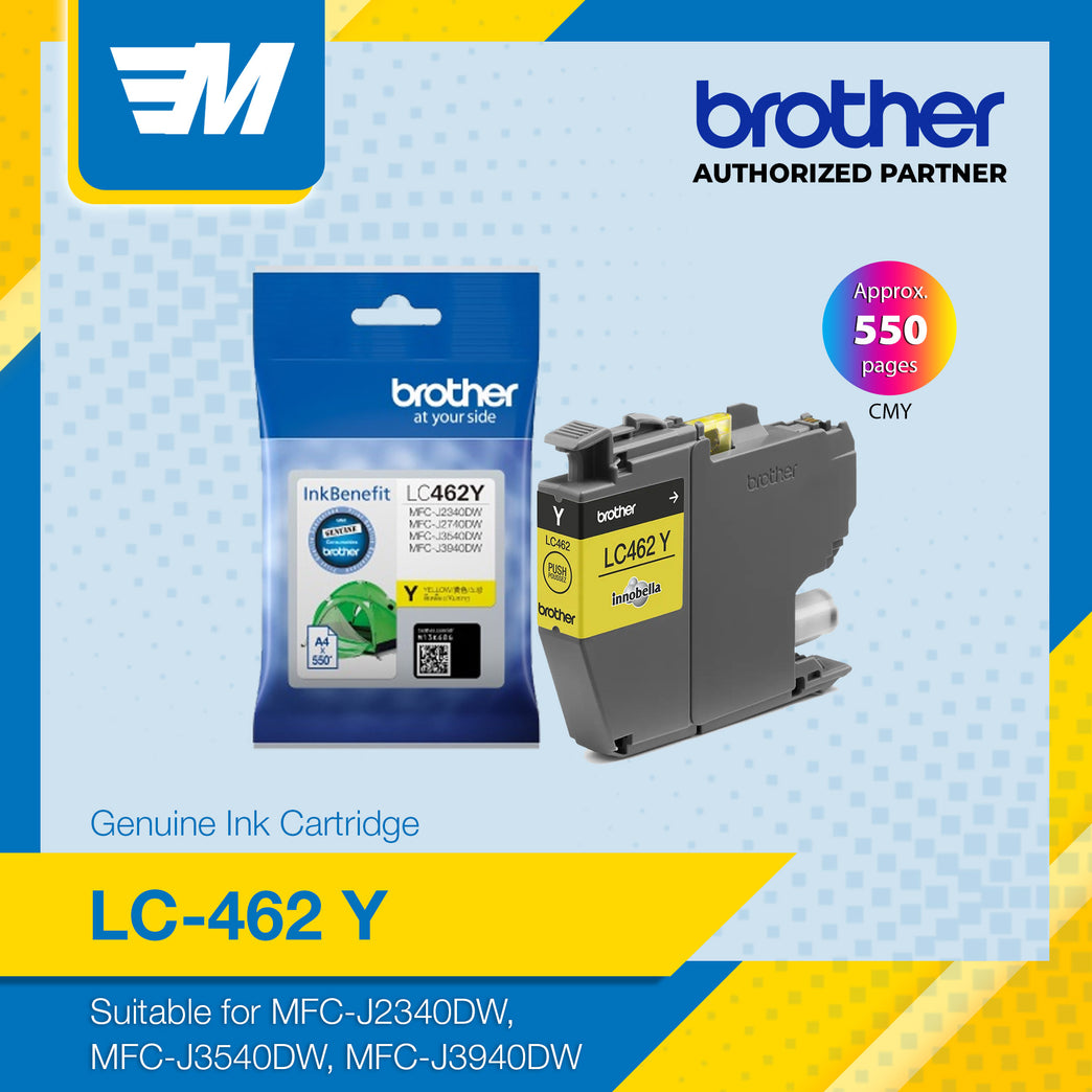 Brother LC-462Y Yellow Genuine Ink Cartridge (550 page yield)