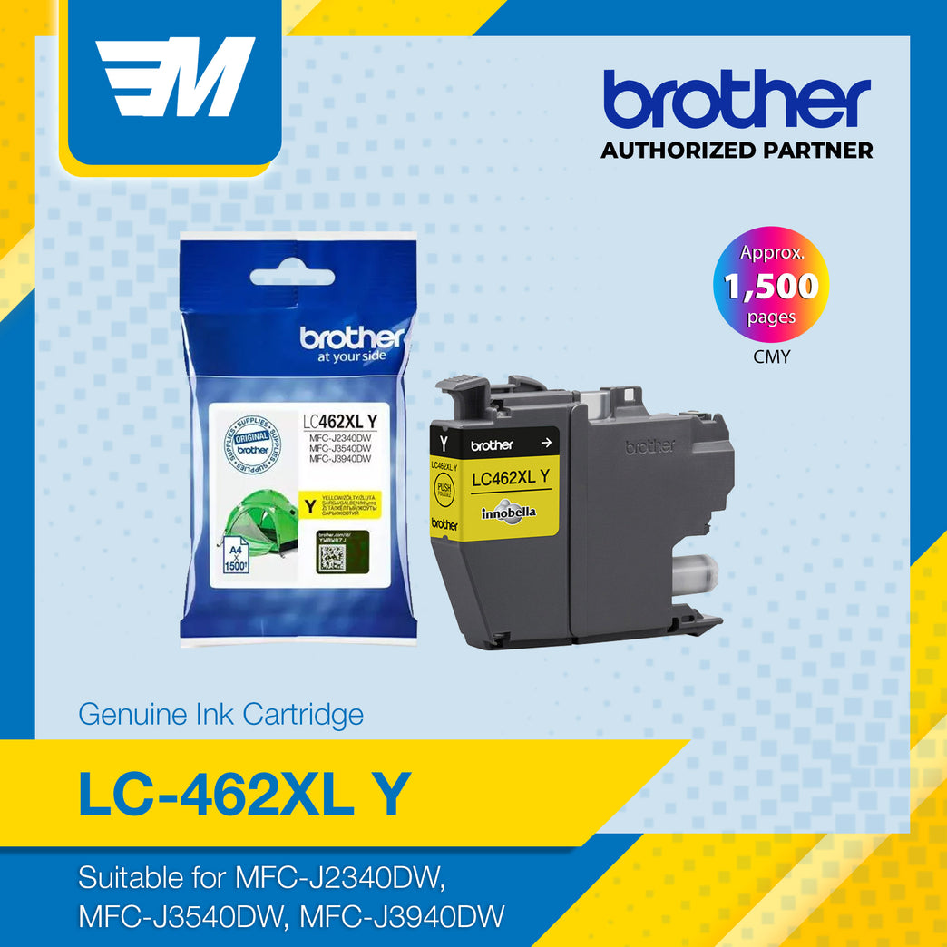 Brother LC-462XLY Yellow Genuine Ink Cartridge (1,500 page yield)