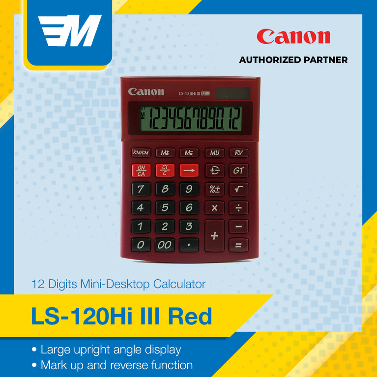 Canon LS-120Hi III 12 Digits Desktop Calculator (Red)