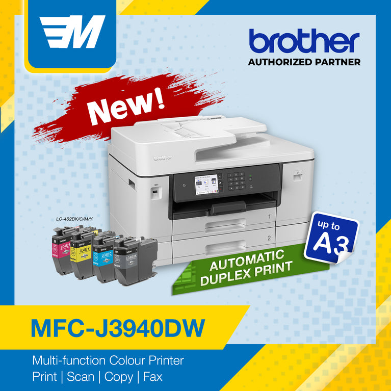 Brother MFC-J3940DW Multi-function Color Printer (Print, Scan, Copy, Fax) Automatic Duplex print up to A3 Size
