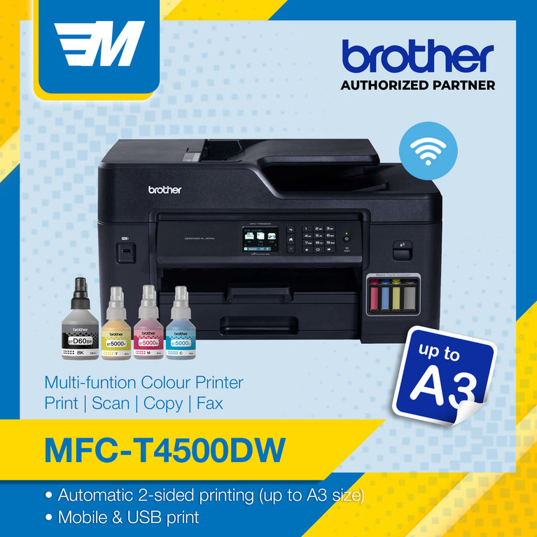 Brother MFC-T4500DW A3 Refill Ink Tank Multi-Function Center with Wireless & Ethernet Connectivity