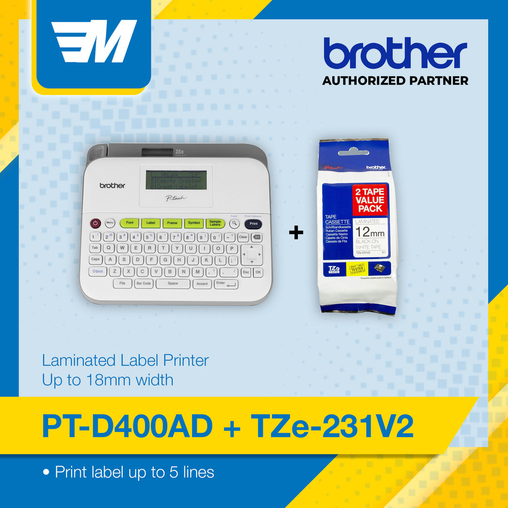 Brother PT D400AD Easy-to-use Label Maker with Free Brother TZE Tape